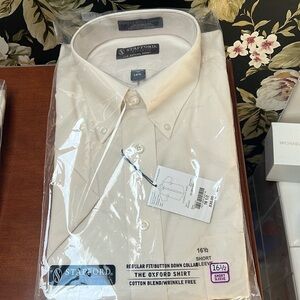 Stafford cream colored short sleeve dress shirt size 16.5